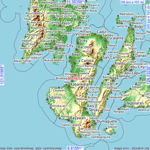 Topographic map of Montilla