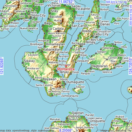 Topographic map of Montaneza