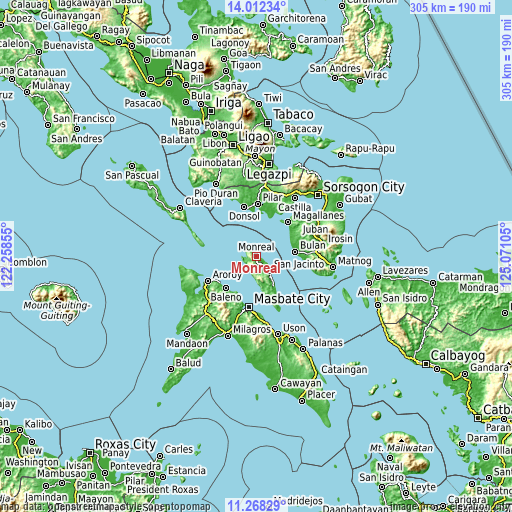 Topographic map of Monreal