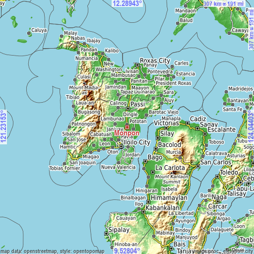 Topographic map of Monpon