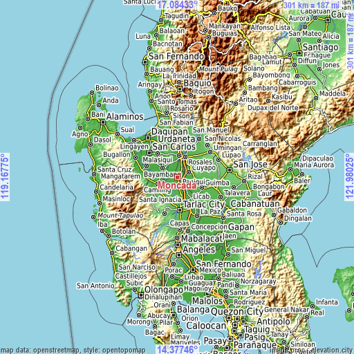 Topographic map of Moncada