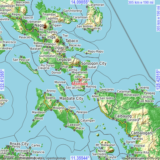 Topographic map of Monbon