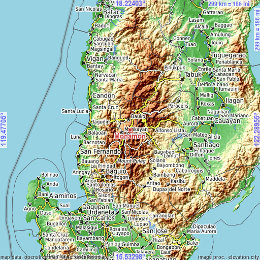 Topographic map of Monamon