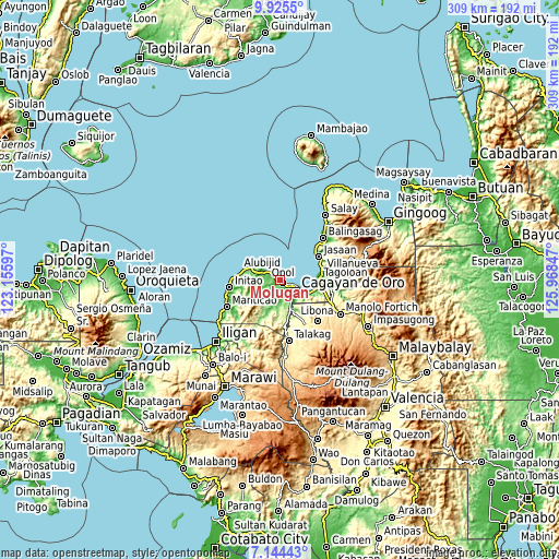 Topographic map of Molugan