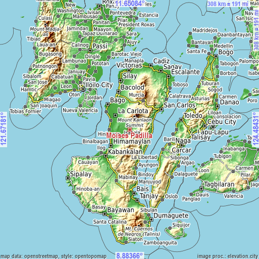 Topographic map of Moises Padilla