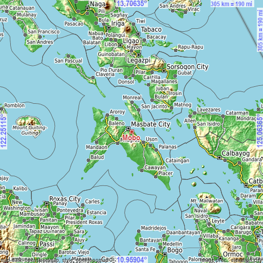 Topographic map of Mobo