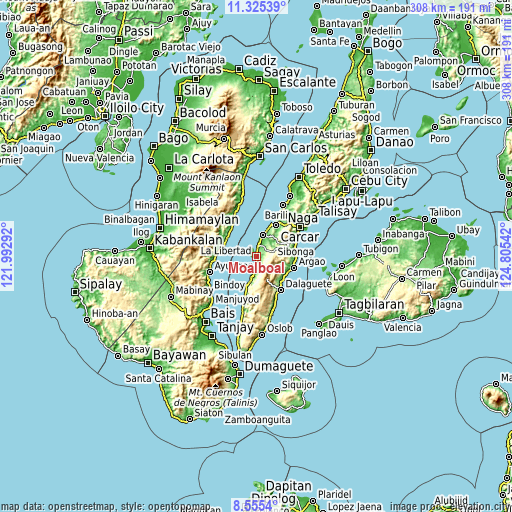 Topographic map of Moalboal