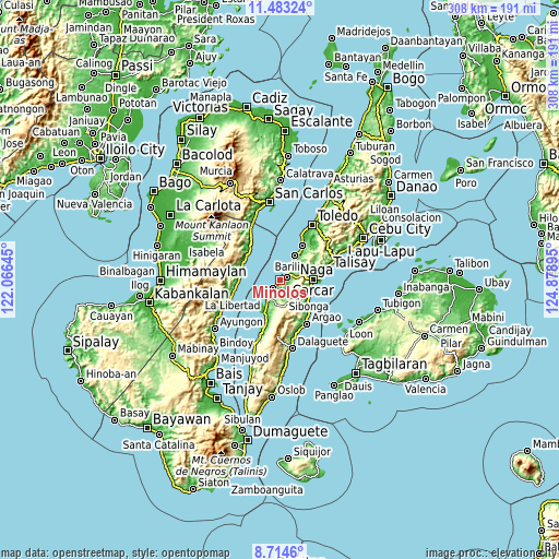 Topographic map of Minolos