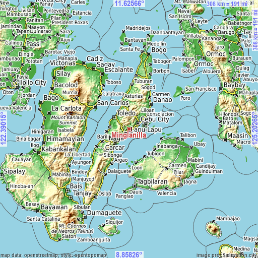 Topographic map of Minglanilla