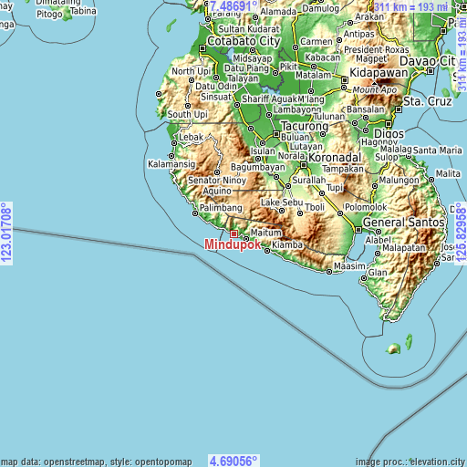 Topographic map of Mindupok