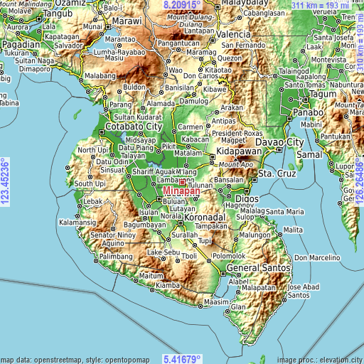 Topographic map of Minapan