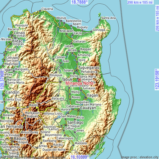 Topographic map of Minanga Norte