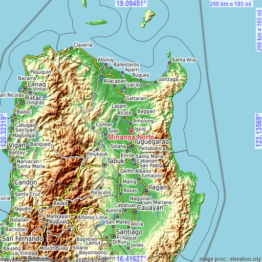 Topographic map of Minanga Norte