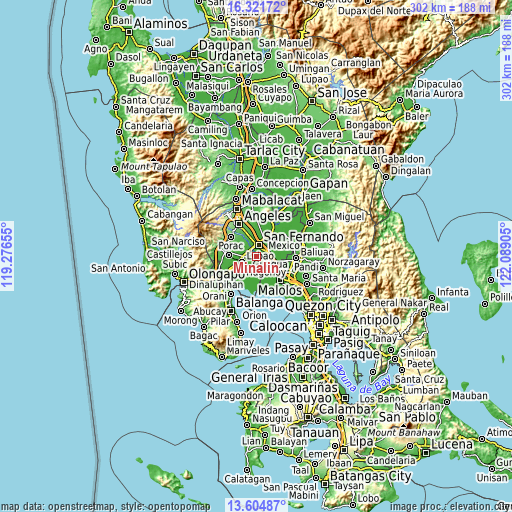 Topographic map of Minalin