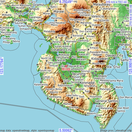 Topographic map of Mileb