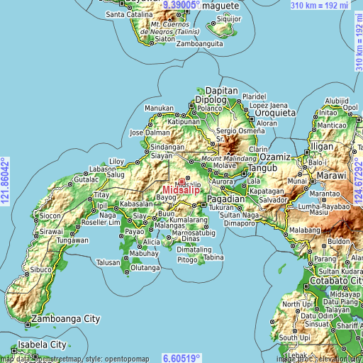 Topographic map of Midsalip