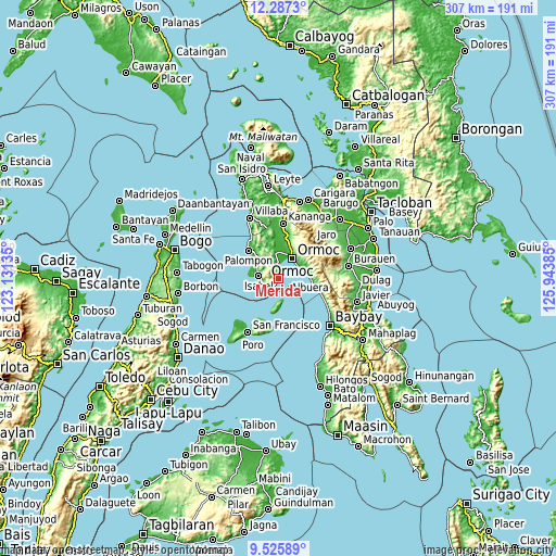 Topographic map of Merida