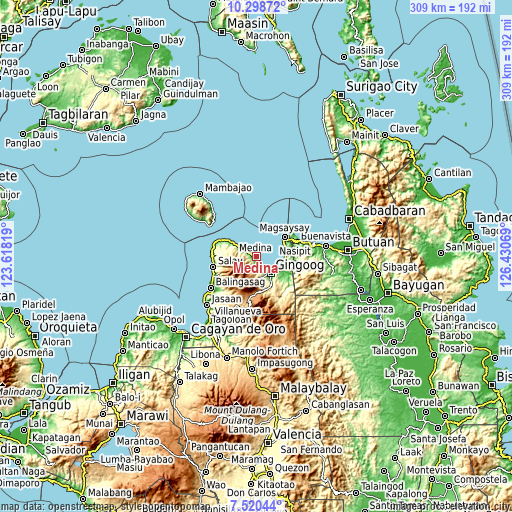 Topographic map of Medina