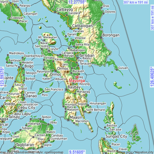 Topographic map of Mayorga