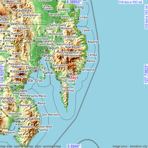 Topographic map of Mayo