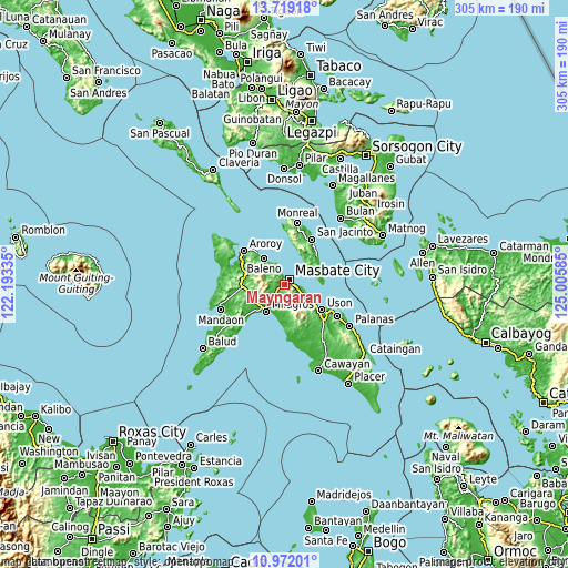 Topographic map of Mayngaran