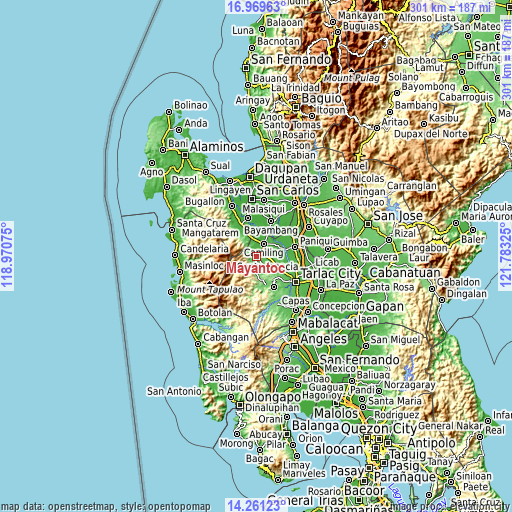 Topographic map of Mayantoc