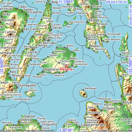 Topographic map of Mayana