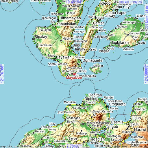 Topographic map of Mayabon