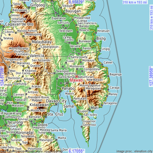 Topographic map of Mawab