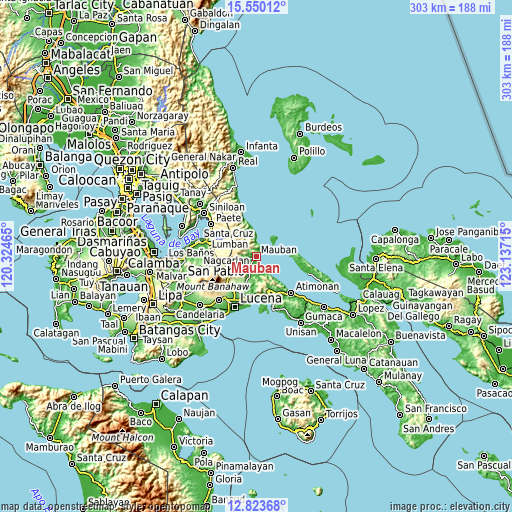 Topographic map of Mauban