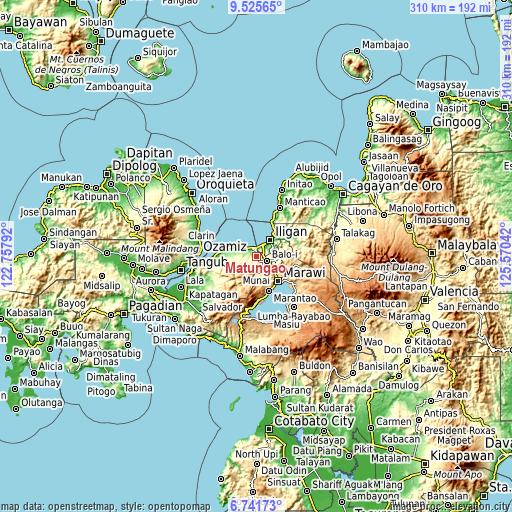 Topographic map of Matungao