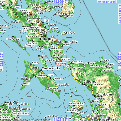 Topographic map of Matnog