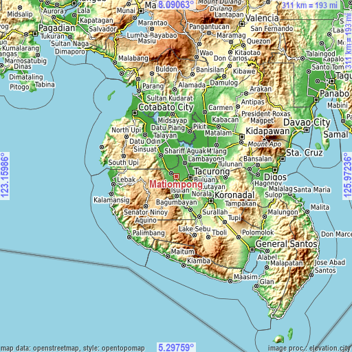 Topographic map of Matiompong