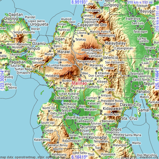 Topographic map of Malinao