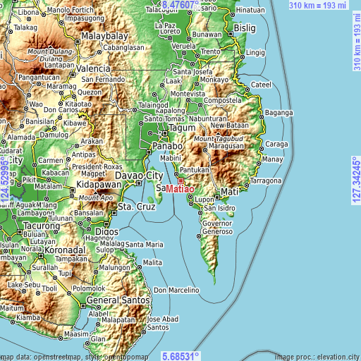 Topographic map of Matiao