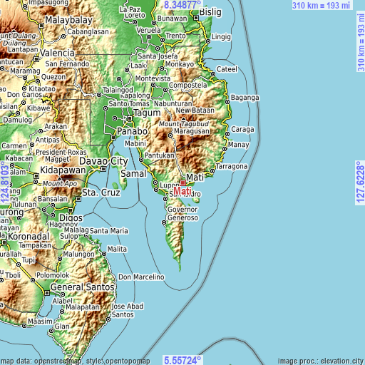 Topographic map of Mati