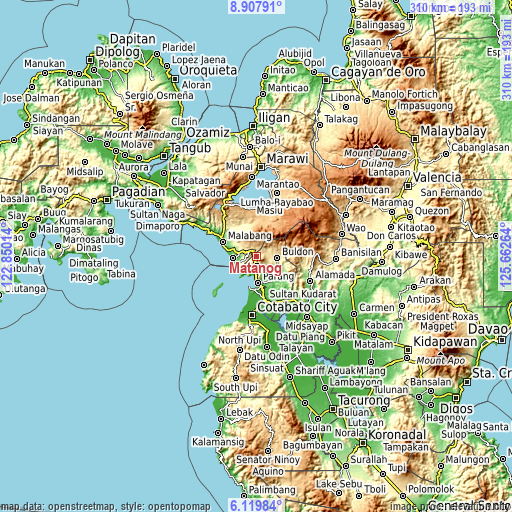 Topographic map of Matanog