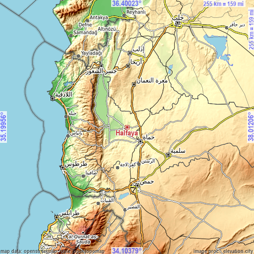 Topographic map of Ḩalfāyā