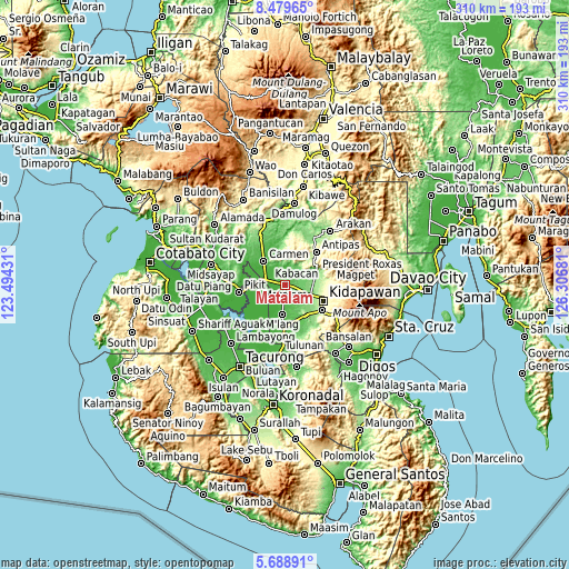 Topographic map of Matalam