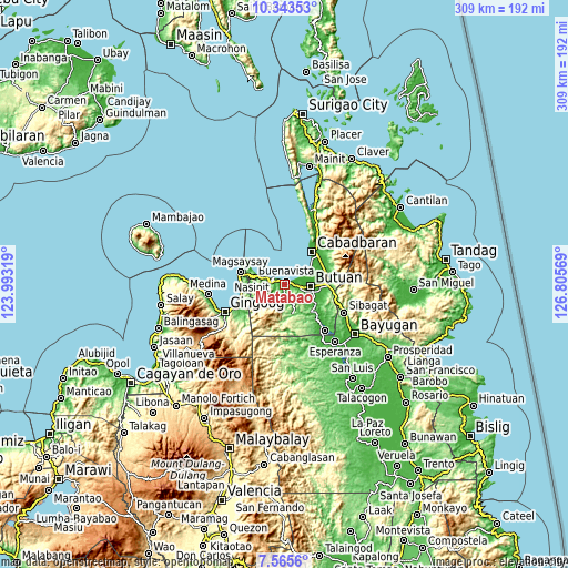 Topographic map of Matabao