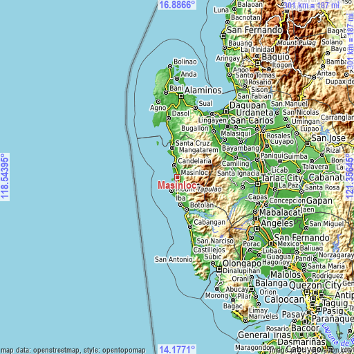 Topographic map of Masinloc