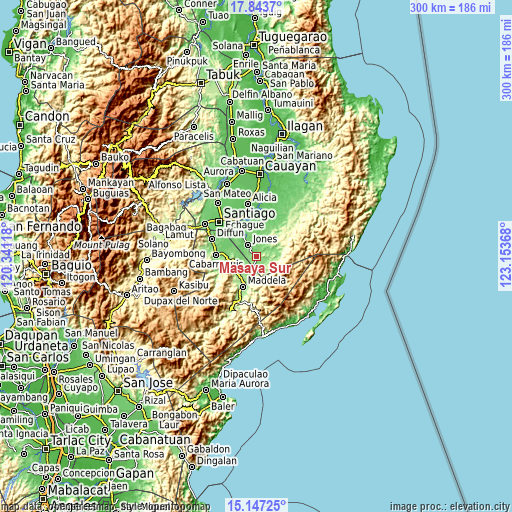 Topographic map of Masaya Sur