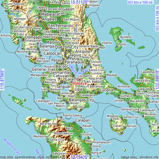 Topographic map of Masaya