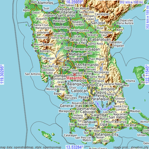 Topographic map of Masantol