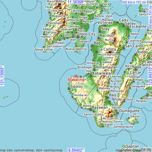 Topographic map of Masaling