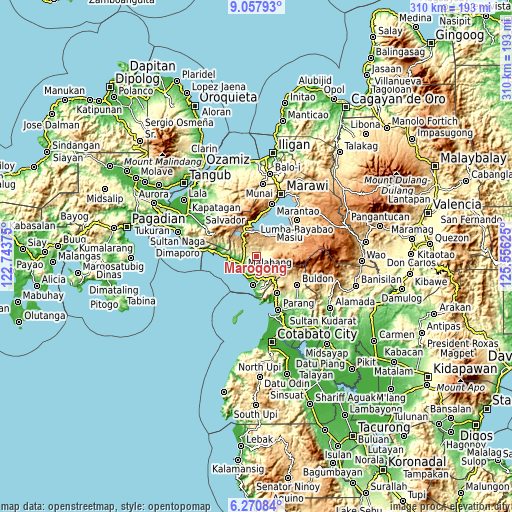 Topographic map of Marogong