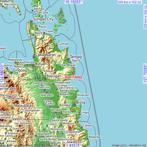 Topographic map of Marihatag