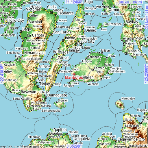 Topographic map of Maribojoc