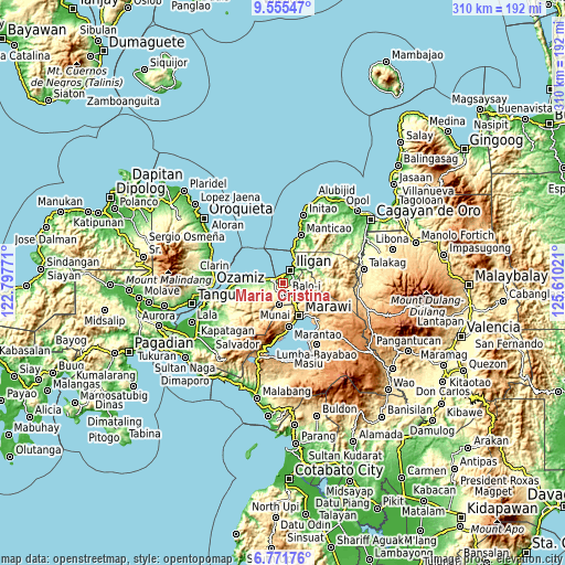 Topographic map of Maria Cristina