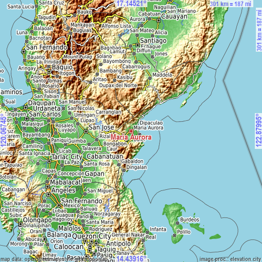 Topographic map of Maria Aurora